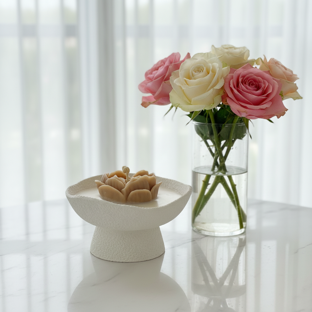 شمع کاسه دفرمه پایه دار